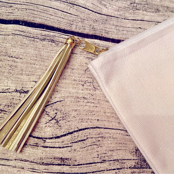 NEW. Large cotton canvas bag with faux golden leather. Flower vinyl print. - Picture 4 of 5